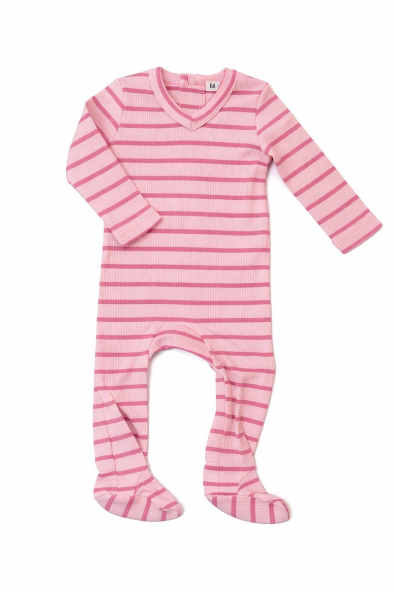 Ra & Da Pink Striped Footie – Petit Perfection