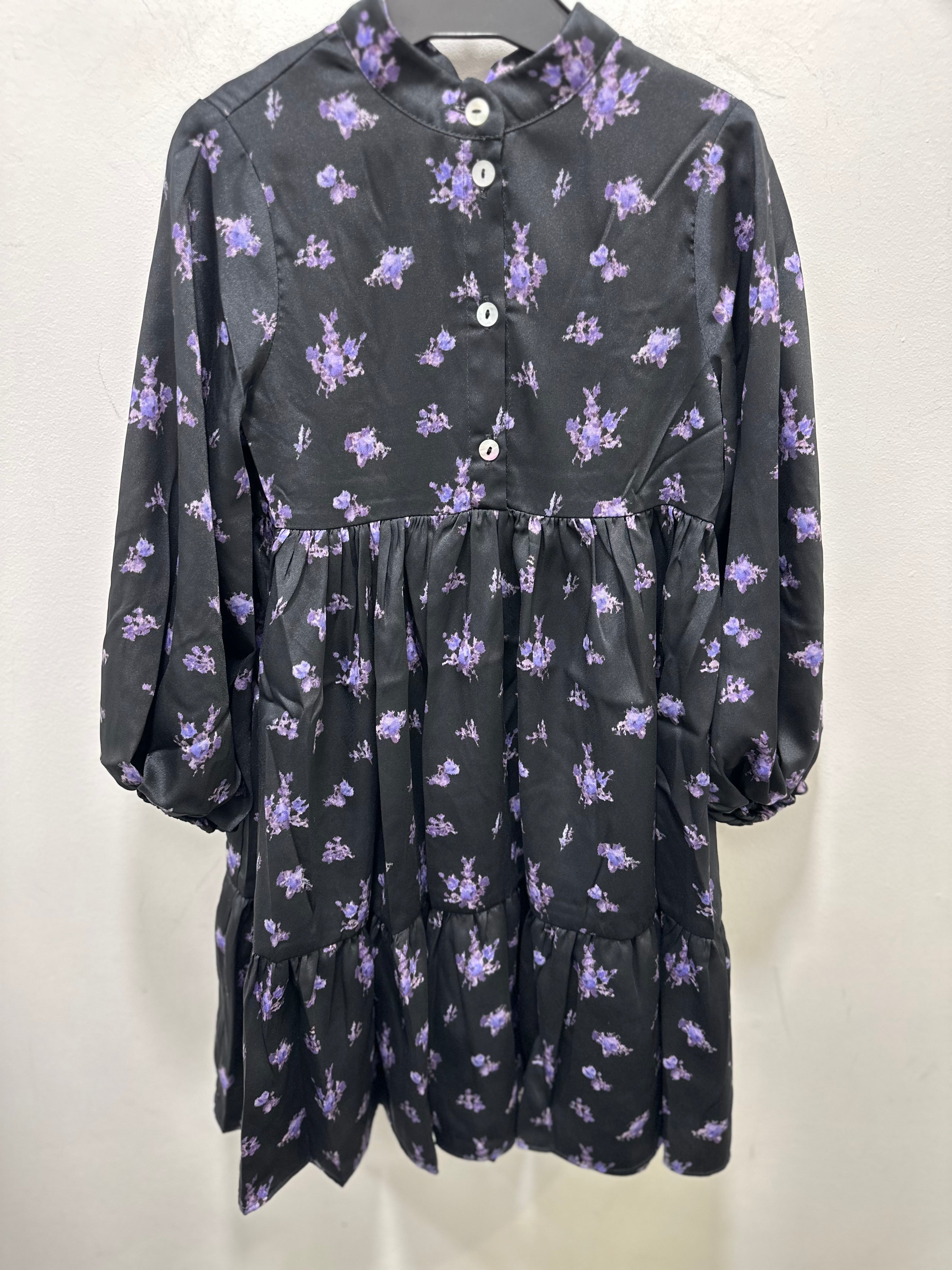 christina rohde blue floral dress Christina Rohde Purple & Black Floral Dress – Petit Perfection